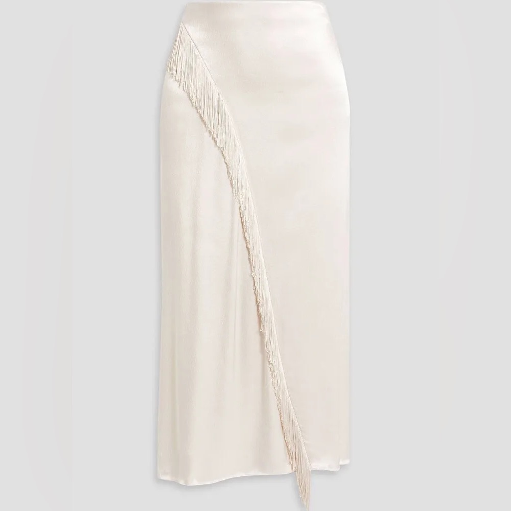 Vince Women's Fringed Satin Midi Skirt